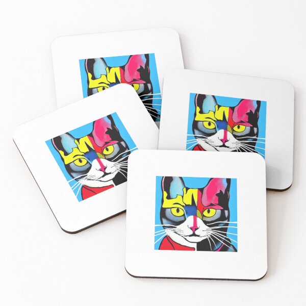 Item preview, Colourful Pop Art Cat Portrait | Original artwork in the style of Andy Wahrol's iconic "Marilyn's Diptych" screenpainting artwork  designed and sold by ArtworkbyEmmy.