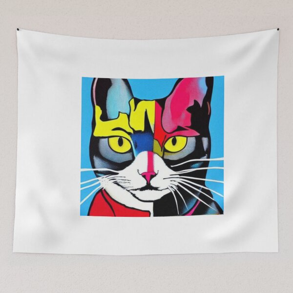 Item preview, Colourful Pop Art Cat Portrait | Original artwork in the style of Andy Wahrol's iconic "Marilyn's Diptych" screenpainting artwork  designed and sold by ArtworkbyEmmy.