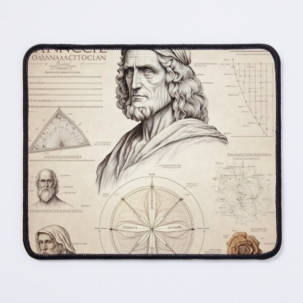 Item preview, Leonardo DaVinci Portrait in Fibonacci Style Spiral Infographic Hand Drawn designed and sold by RAGANADesign.