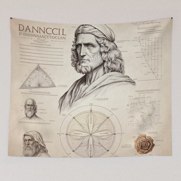 Item preview, Leonardo DaVinci Portrait in Fibonacci Style Spiral Infographic Hand Drawn  designed and sold by RAGANADesign.