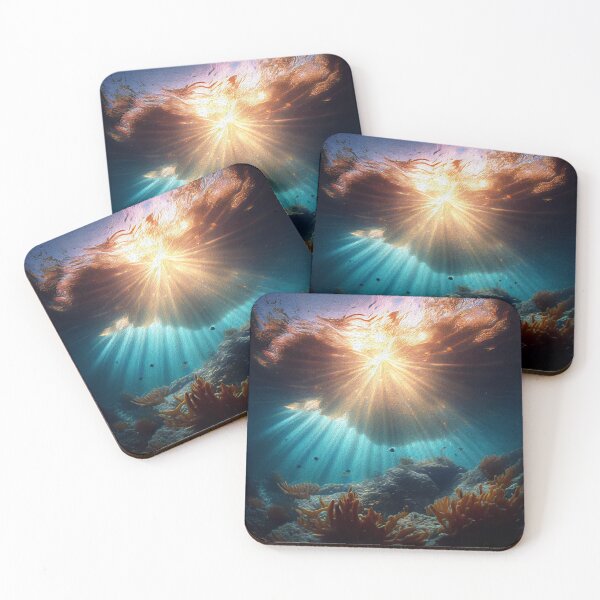 Item preview, Deep Ocean Underwater View with Sunray Oil Painting  designed and sold by Trendy Valley .