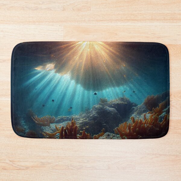 Item preview, Deep Ocean Underwater View with Sunray Oil Painting  designed and sold by Trendy Valley .