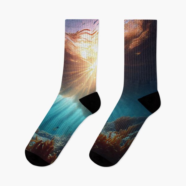 Item preview, Deep Ocean Underwater View with Sunray Oil Painting  designed and sold by Trendy Valley .