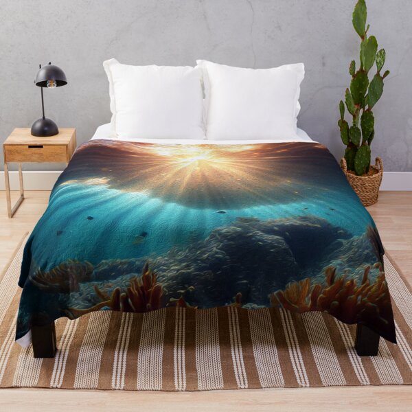 Item preview, Deep Ocean Underwater View with Sunray Oil Painting designed and sold by Trendy Valley .