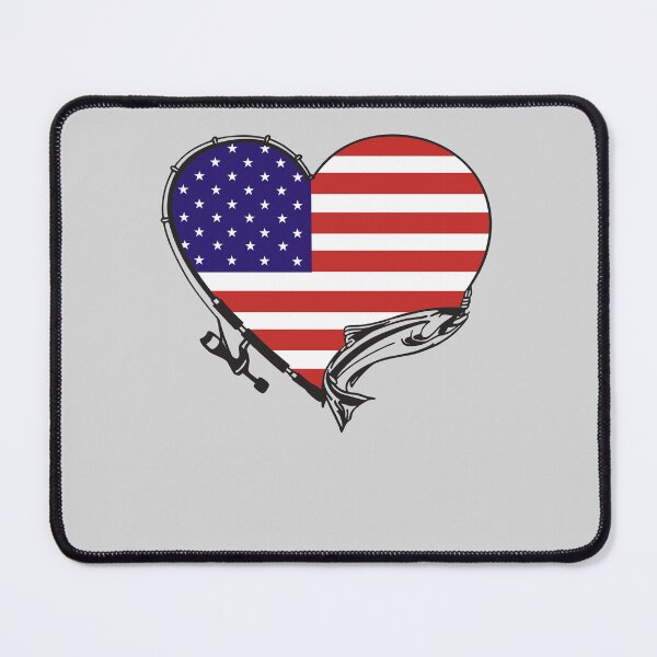 Item preview, American Flag Fishing Fisherman USA Fish Heart Rod designed and sold by facePale.
