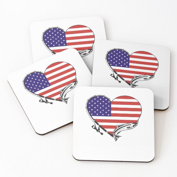 Item preview, American Flag Fishing Fisherman USA Fish Heart Rod designed and sold by facePale.