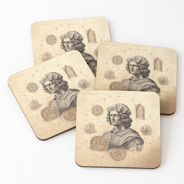 Item preview, Leonardo DaVinci Portrait in Fibonacci Style Spiral Infographic Hand Drawn  designed and sold by RAGANADesign.