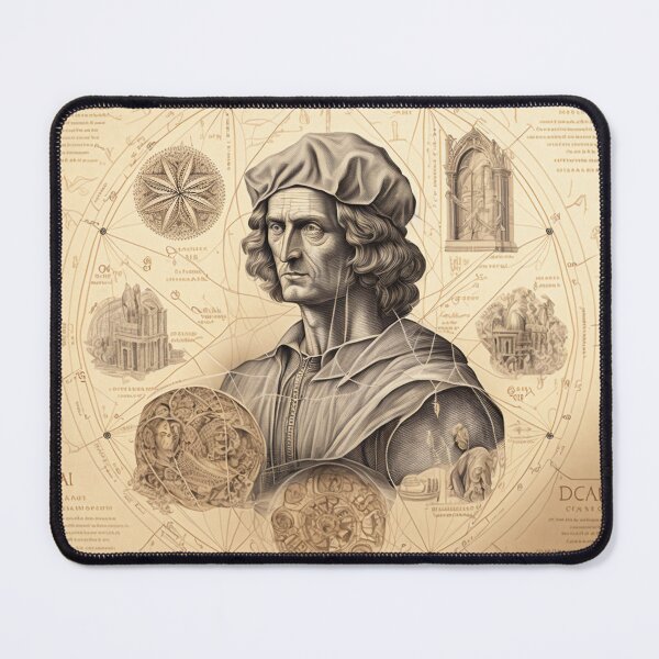Item preview, Leonardo DaVinci Portrait in Fibonacci Style Spiral Infographic Hand Drawn  designed and sold by RAGANADesign.