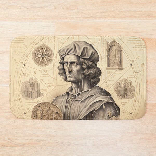 Item preview, Leonardo DaVinci Portrait in Fibonacci Style Spiral Infographic Hand Drawn  designed and sold by RAGANADesign.