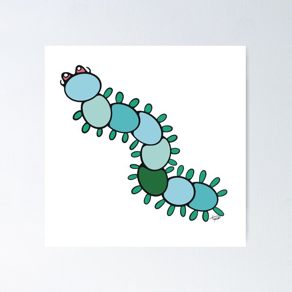 Aperçu de l'œuvre Chenille Bleu Menthe créée et vendue par TopieArt.