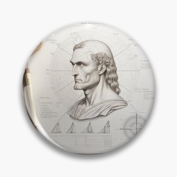 Item preview, Leonardo DaVinci Portrait in Fibonacci Style Spiral Infographic Hand Drawn  designed and sold by RAGANADesign.
