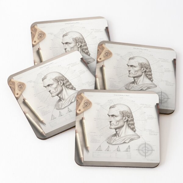Item preview, Leonardo DaVinci Portrait in Fibonacci Style Spiral Infographic Hand Drawn  designed and sold by RAGANADesign.