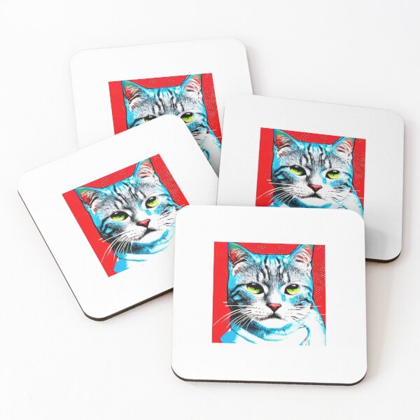 Item preview, Colourful Pop Art Cat Portrait | Original artwork in the style of Andy Wahrol's iconic "Marilyn's Diptych" screenpainting artwork  designed and sold by ArtworkbyEmmy.