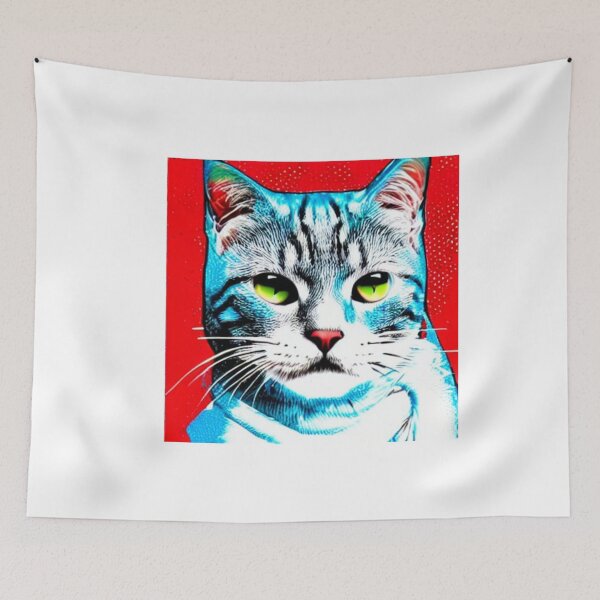 Item preview, Colourful Pop Art Cat Portrait | Original artwork in the style of Andy Wahrol's iconic "Marilyn's Diptych" screenpainting artwork  designed and sold by ArtworkbyEmmy.