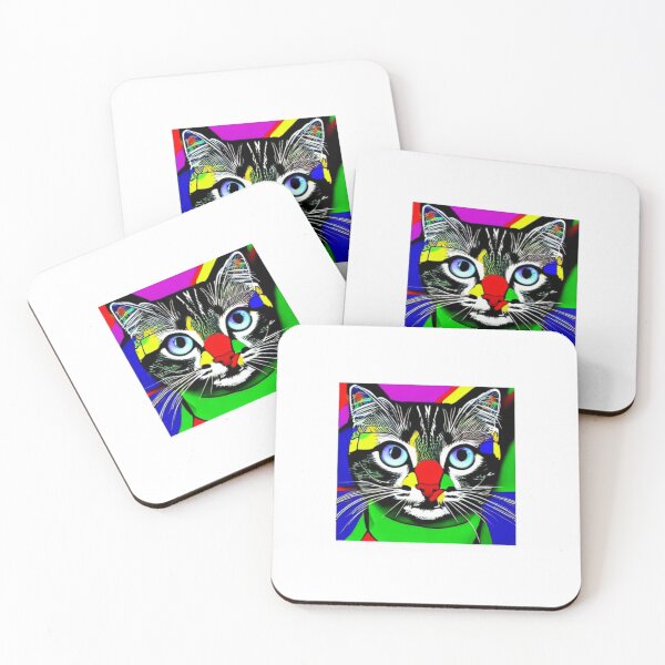 Item preview, Colourful Pop Art Cat Portrait | Original artwork in the style of Andy Wahrol's iconic "Marilyn's Diptych" screenpainting artwork  designed and sold by ArtworkbyEmmy.