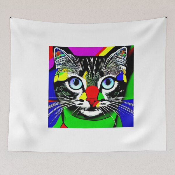 Item preview, Colourful Pop Art Cat Portrait | Original artwork in the style of Andy Wahrol's iconic "Marilyn's Diptych" screenpainting artwork  designed and sold by ArtworkbyEmmy.