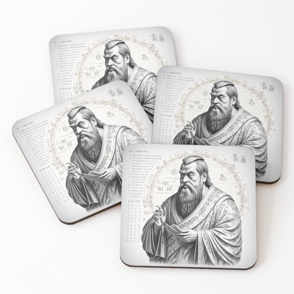 Artikelvorschau, Confucius Portrait in Fibonacci Style Spiral Infographic Hand Drawn entworfen und verkauft von RAGANADesign.