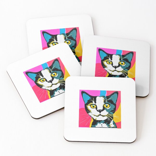 Item preview, Colourful Pop Art Cat Portrait | Original artwork in the style of Andy Wahrol's iconic "Marilyn's Diptych" screenpainting artwork  designed and sold by ArtworkbyEmmy.