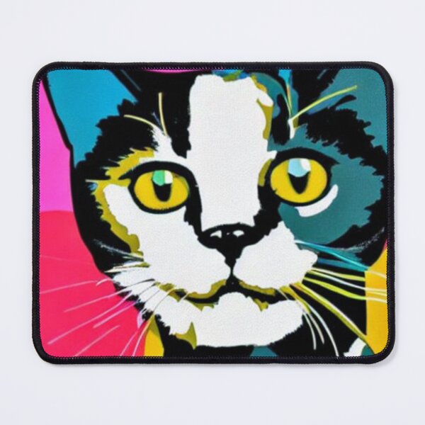 Item preview, Colourful Pop Art Cat Portrait | Original artwork in the style of Andy Wahrol's iconic "Marilyn's Diptych" screenpainting artwork designed and sold by ArtworkbyEmmy.