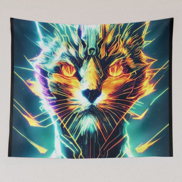 Item preview, Abstract electrified cyborg cat designed and sold by DeadlyPretzel.