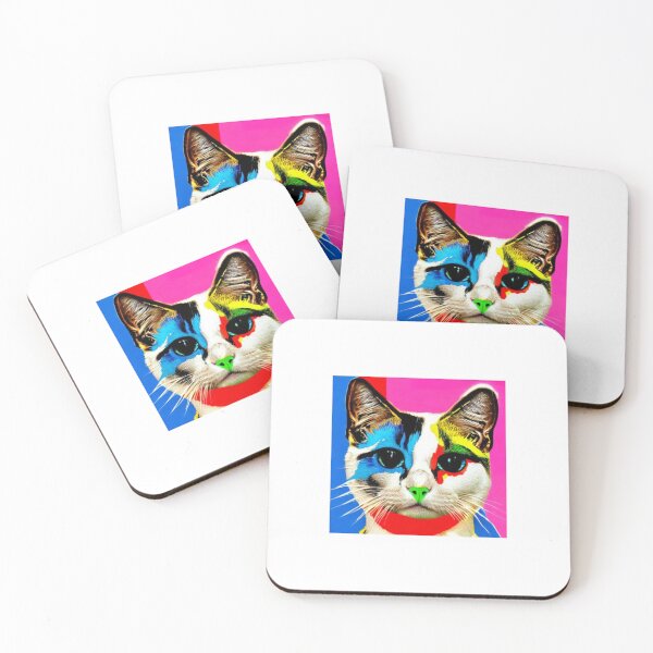Item preview, Colourful Pop Art Cat Portrait | Original artwork in the style of Andy Wahrol's iconic "Marilyn's Diptych" screenpainting artwork  designed and sold by ArtworkbyEmmy.