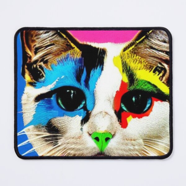 Item preview, Colourful Pop Art Cat Portrait | Original artwork in the style of Andy Wahrol's iconic "Marilyn's Diptych" screenpainting artwork designed and sold by ArtworkbyEmmy.
