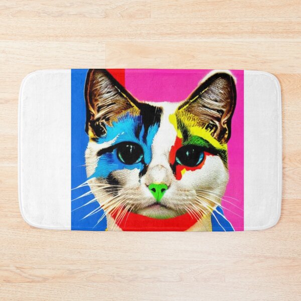 Item preview, Colourful Pop Art Cat Portrait | Original artwork in the style of Andy Wahrol's iconic "Marilyn's Diptych" screenpainting artwork  designed and sold by ArtworkbyEmmy.