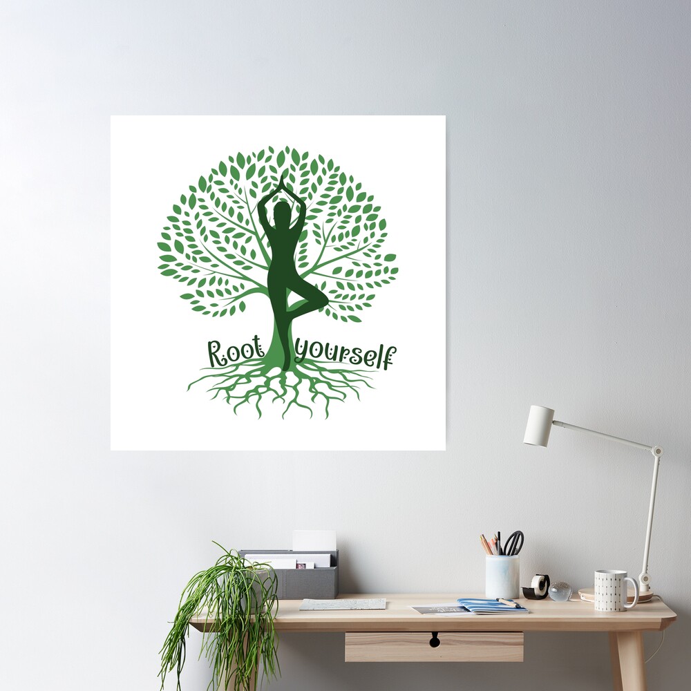 Yoga tree pose home wall canvas - TenStickers