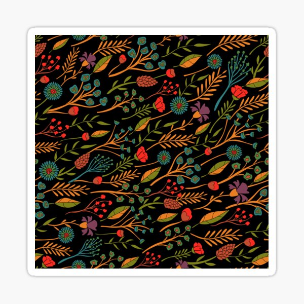 Vista previa del artículo con la obra «Trullo, rojo, naranja, verde, turquesa y negro estampado de flores», diseñado y vendido por somecallmebeth.