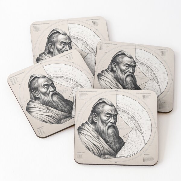 Artikelvorschau, Confucius Portrait in Fibonacci Style Spiral Infographic Hand Drawn entworfen und verkauft von RAGANADesign.