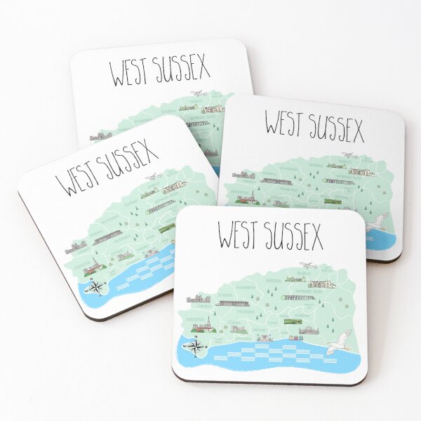 Item preview, West Sussex (UK) Illustrative Map designed and sold by Adam Regester.