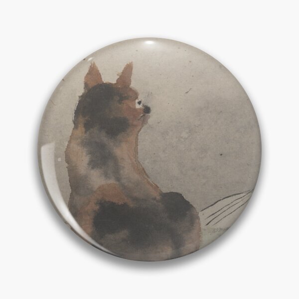 Item preview, Cute Tortoiseshell Cat with Bamboo Branches Kitty Art Antique Artwork Chinese Jin Nong designed and sold by kattakitty.