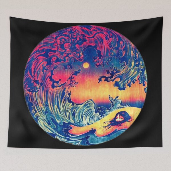 Item preview, Colorful Sunset Ocean Sad Girl designed and sold by ChristinasMess.