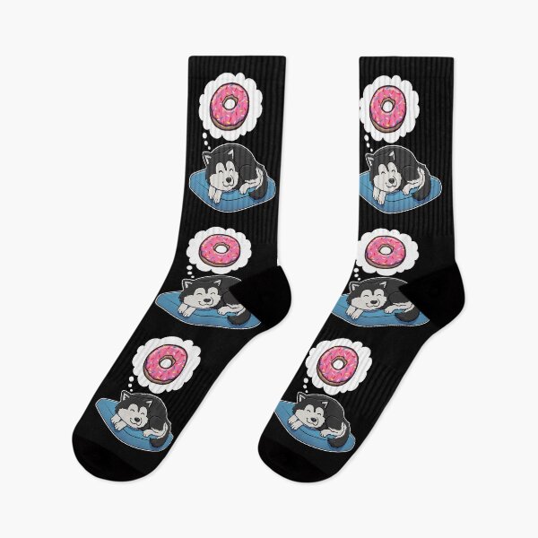 Item preview, Alaskan Malamute dreaming about Donuts designed and sold by DoggieDelights.