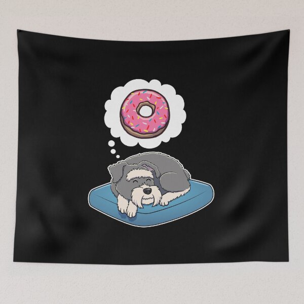 Item preview, Miniature Schnauzer dreaming about Donuts designed and sold by DoggieDelights.