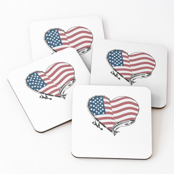 Item preview, American Flag Fishing Fisherman USA Fish Heart Rod designed and sold by facePale.