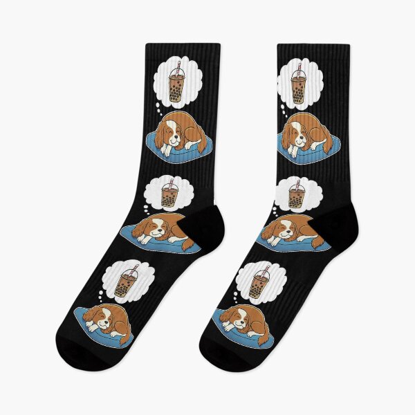 Item preview, Cavalier King Charles Spaniel dreaming about Bubble Tea designed and sold by DoggieDelights.