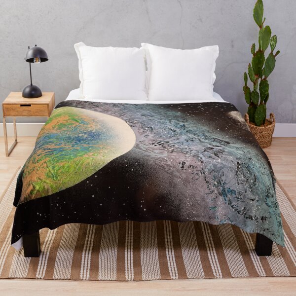 Item preview, Spray paint art second earth and moon designed and sold by WoodRocksArt.