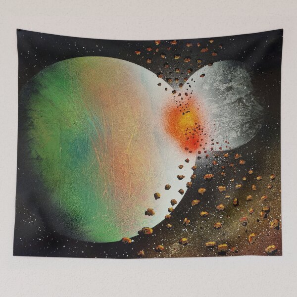 Item preview, Spray paint art exploding planet designed and sold by WoodRocksArt.
