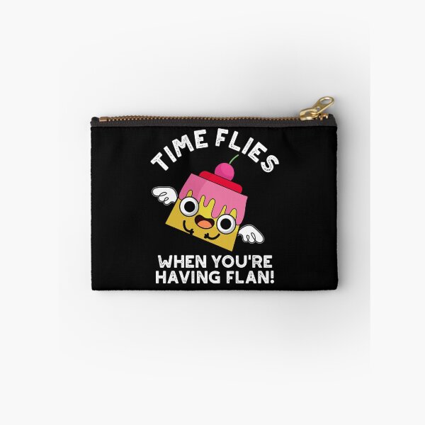 Item preview, Time Flies When You're Having Flan Food Puns (Dark BG) designed and sold by punnybone.