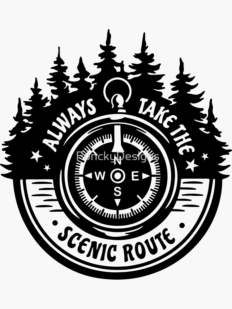 "Always Take The Scenic Route Compass Car Window Bumper Sticker