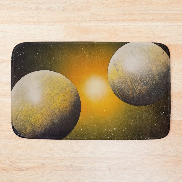 Item preview, Spray paint art yellow planets with glow designed and sold by WoodRocksArt.