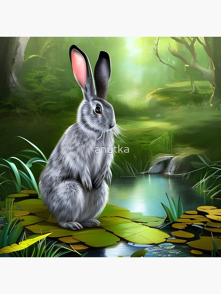 "The black water rabbit is the symbol of 2023 sitting in the forest