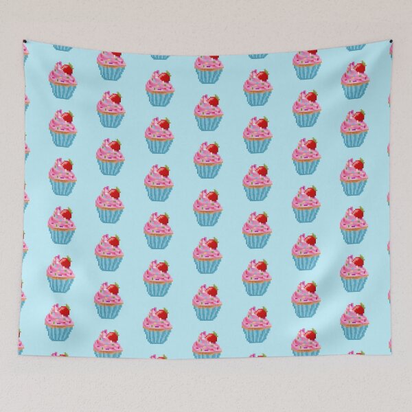 Item preview, Retro Pixel Strawberry Sprinkles  Cupcake designed and sold by 8BitTrip.