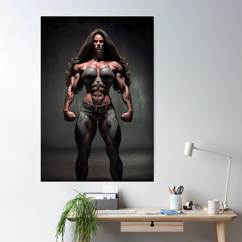 Strong muscle woman Poster for Sale by AIEngine