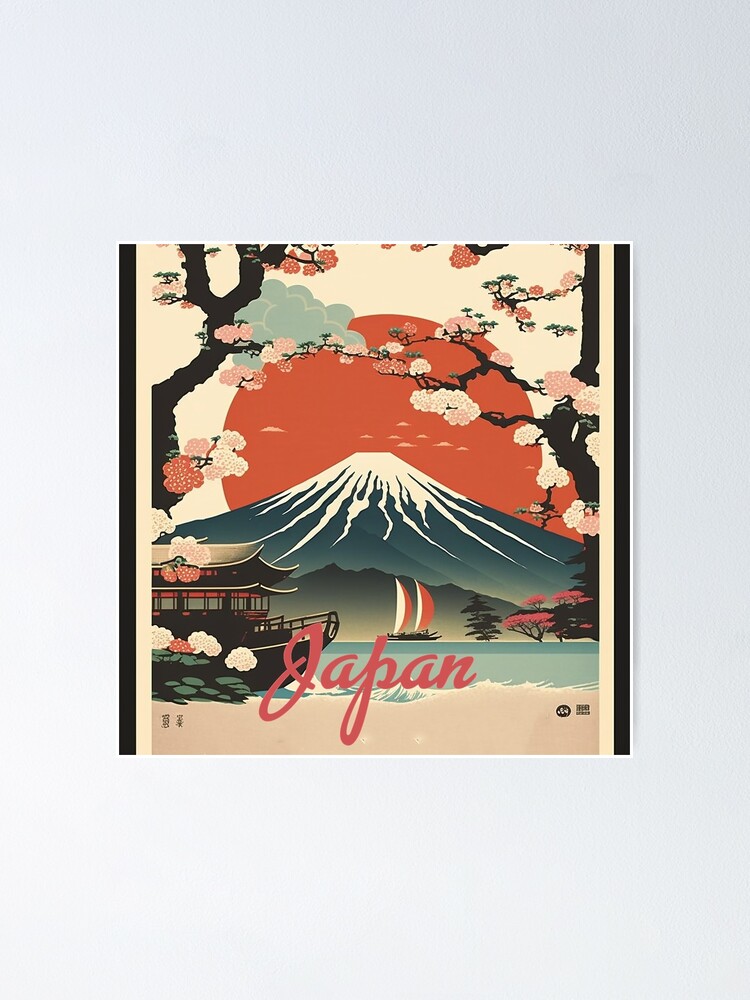 Japan Cherry Blossom Vintage Travel Art Poster | Poster