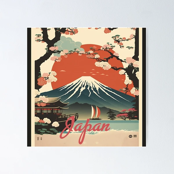 Japan Cherry Blossom Vintage Travel Art Poster | Poster