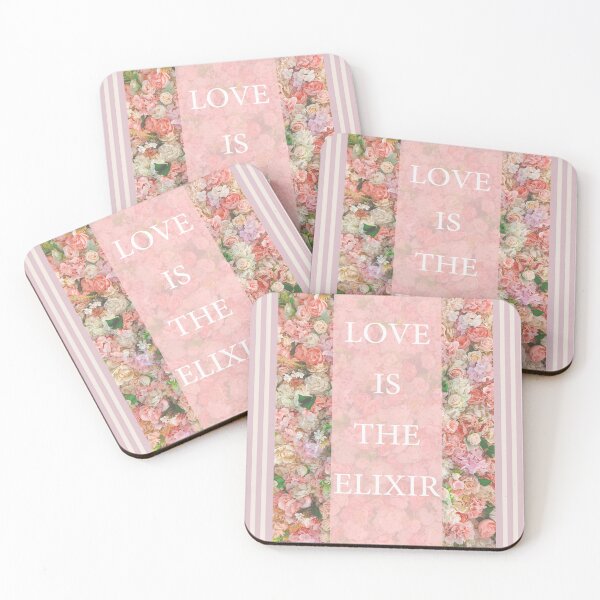 Item preview, Love is the Elixir of life, floral and stripes, Pink And White Stripe, pink flower,Kawaii Pink,Love Quote designed and sold by bubbley2021.