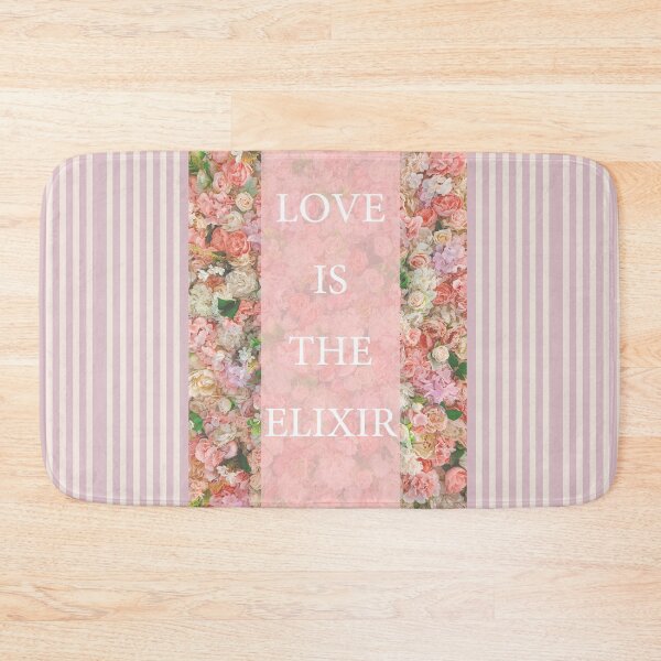 Item preview, Love is the Elixir of life, floral and stripes, Pink And White Stripe, pink flower,Kawaii Pink,Love Quote designed and sold by bubbley2021.