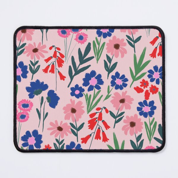 Item preview, Happy Florals in Pink, Blue and Red designed and sold by Petra Lang.